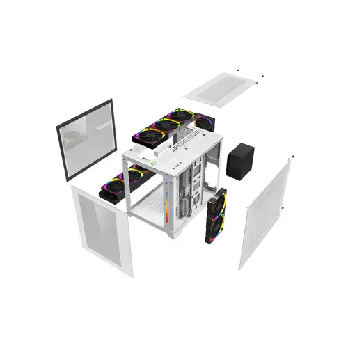 1STPLAYER SP7 White Mid Tower RGB Gaming Case — image 2 of 2