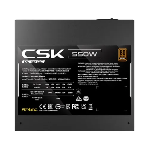 Antec CSK 550DC 550W 80+ Bronze Non-Modular Power Supply — image 6 of 6