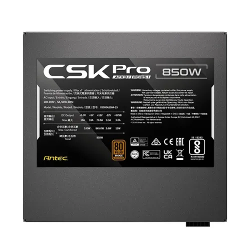 Antec CSK 850 PRO 850W ATX 3.1 & PCIE 5.1 80+ Bronze Semi-Modular Power Supply — image 6 of 6