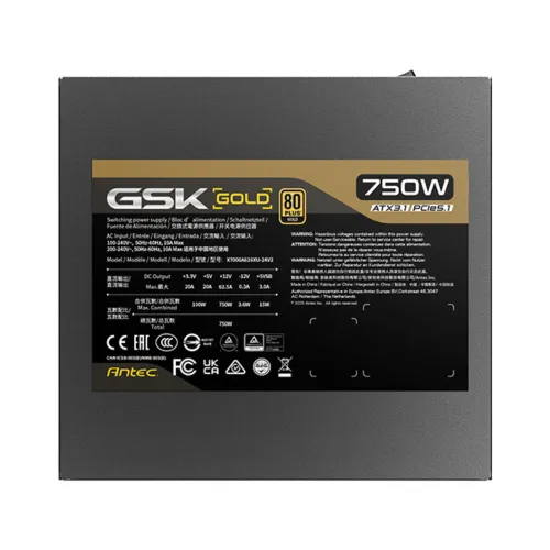 Antec GSK750 V2 750W 80+ Gold ATX 3.1 & PCIE 5.1 Full Modular Power Supply — image 6 of 6
