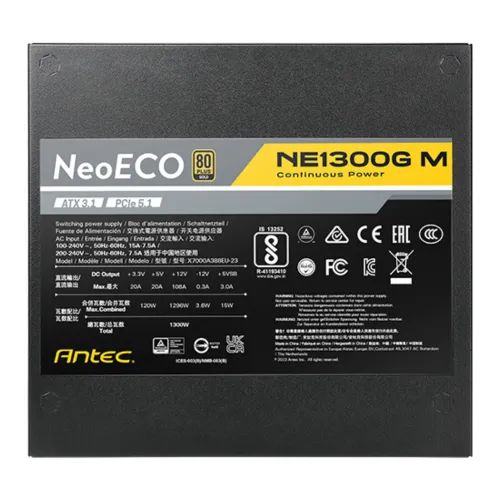 Antec NE1300G M 1300W ATX 3.1 & PCIE 5.1 80 Plus Gold Full Modular Power Supply — image 3 of 6