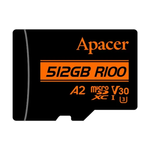 Apacer R100 MicroSDXC UHS-I U3 V30 A2 512GB Class-10 Memory Card with Adapter — image 2 of 2