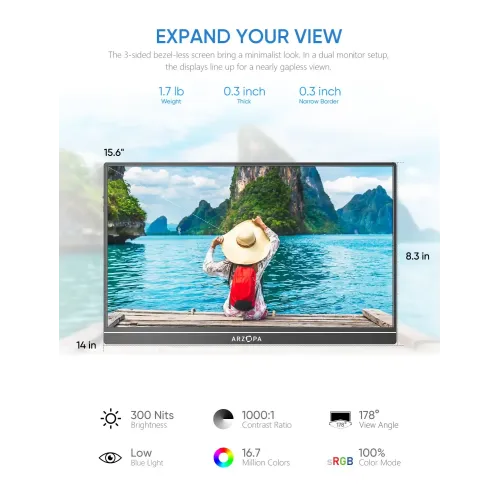 Arzopa S1 Table 15.6" FHD IPS Portable Monitor — image 2 of 6