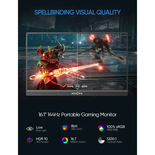 Arzopa Z1FC 16.1" 144Hz FHD IPS Portable Gaming Monitor — image 2 of 6