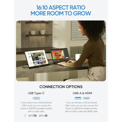 Arzopa Z1RC 16" 2.5K QHD IPS Portable Monitor — image 4 of 6