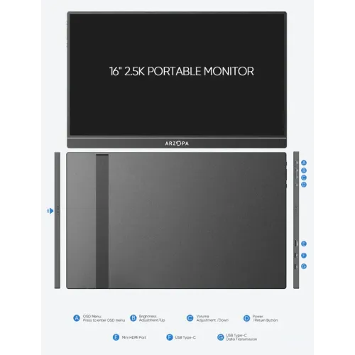 Arzopa Z1RC 16" 2.5K QHD IPS Portable Monitor — image 5 of 6