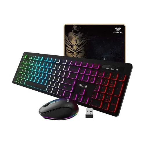 AULA AC208 Wireless Rechargeable Keyboard Mouse & Mouse Pad Combo — image 2 of 2