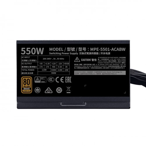 Cooler Master MWE 550W V2 230V Non-Modular 80 Plus Bronze Power Supply — image 3 of 5