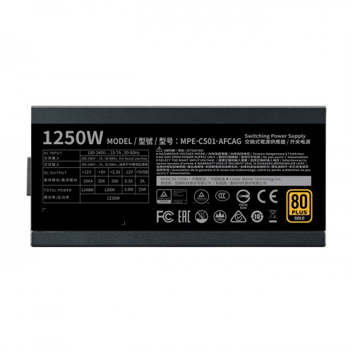 Cooler Master MWE Gold 1250 V2 Full Modular 1250W 80 PLUS Gold Power Supply — image 6 of 6