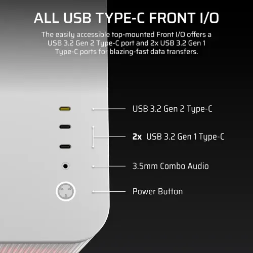 Corsair AIR 5400 RS-R ARGB Triple Chamber E-ATX Mid-Tower Casing White — image 6 of 7