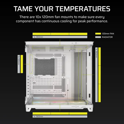 Corsair AIR 5400 RS-R ARGB Triple Chamber E-ATX Mid-Tower Casing White — image 7 of 7