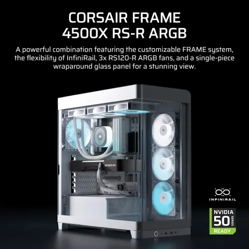 Corsair FRAME 4500X RS-R ARGB Panoramic Glass E-ATX Mid-Tower Casing White — image 2 of 6