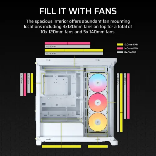 Corsair FRAME 4500X RS-R ARGB Panoramic Glass E-ATX Mid-Tower Casing White — image 5 of 6