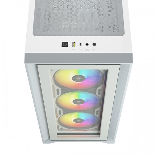 Corsair iCUE 4000X RGB Tempered Glass Mid-Tower ATX Casing (White) — image 2 of 4