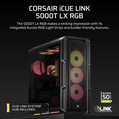 Corsair iCUE LINK 5000T LX RGB E-ATX Mid-Tower Casing — image 2 of 6