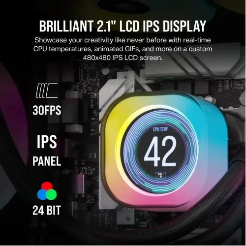 Corsair iCUE Link H100i LCD RGB 240mm AIO Liquid CPU Cooler With Display & iCUE LINK System Hub — image 4 of 6