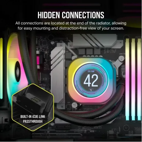 Corsair iCUE Link H100i LCD RGB 240mm AIO Liquid CPU Cooler With Display & iCUE LINK System Hub — image 5 of 6