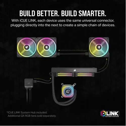 Corsair iCUE Link H100i LCD RGB 240mm AIO Liquid CPU Cooler With Display & iCUE LINK System Hub — image 6 of 6