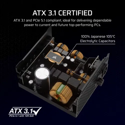 Corsair RMx Series RM1000x 1000W Cybenetics Gold Fully Modular Power Supply — image 4 of 6