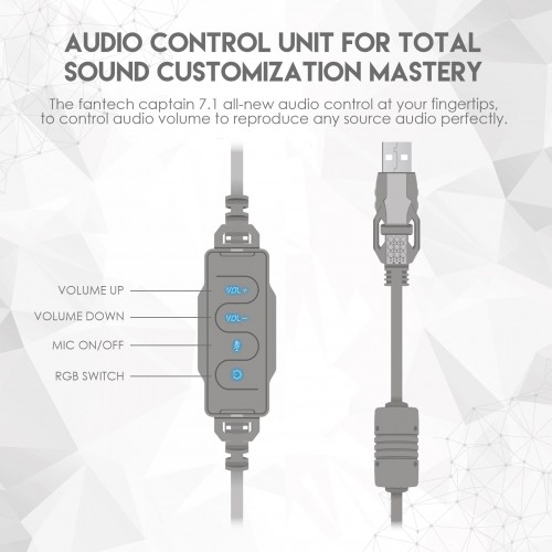 Fantech HG11 Captain 7.1 Surround Sound Space Edition RGB USB Gaming Headphone White — image 4 of 4