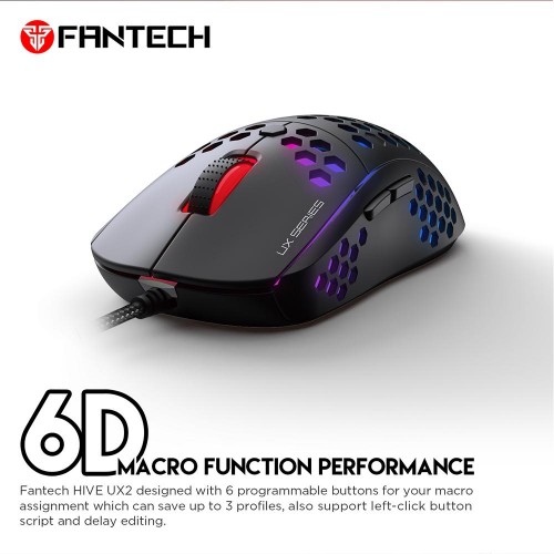 Fantech Hive UX2 6 Buttons 7 Mode USB RGB Gaming Mouse Black — image 2 of 4