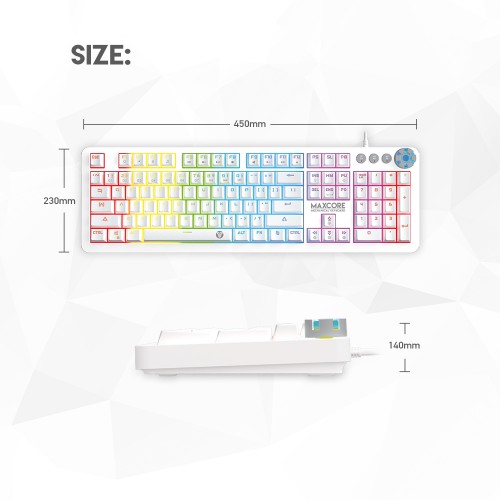 Fantech MK852 Max Core Space Edition Mechanical USB Gaming Keyboard White ( With 2 Port USB Hub) — image 4 of 4