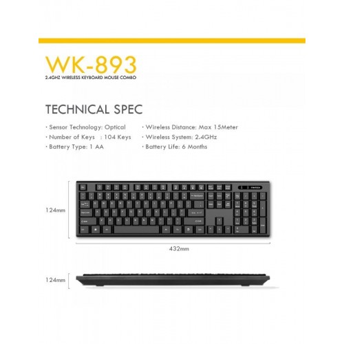 Fantech WK-893 Wireless Keyboard Mouse Combo — image 2 of 5