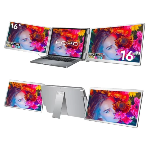 FOPO 16" 60Hz FHD IPS Tri-Screen Portable Monitor