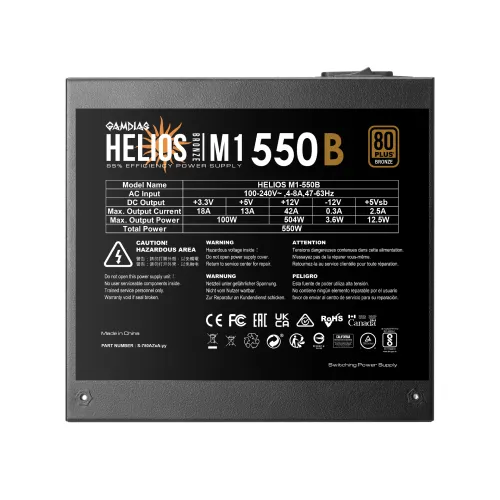Gamdias HELIOS M1-550B 550W 80 Plus Bronze Power Supply — image 5 of 6