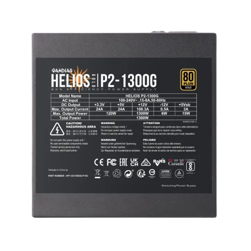 Gamdias HELIOS P2-1300G 1300W 80 Plus Gold ATX 3.0 Power Supply — image 5 of 5