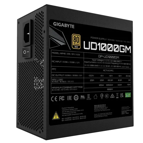 GIGABYTE UD1000GM 1000W Ultra Durable 80+ Gold Full Modular Power Supply — image 2 of 4