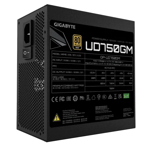 GIGABYTE UD750GM 750W Ultra Durable 80+ Gold Full Modular Power Supply — image 2 of 4