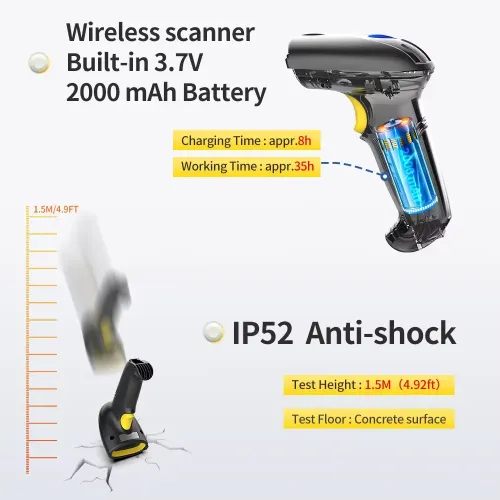 GTCODESTAR X-9700L 2D Wireless Barcode Scanner — image 4 of 6