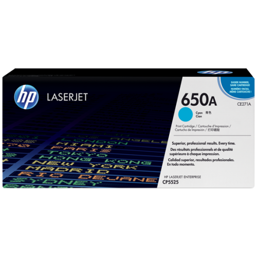 HP 650A Cyan Original LaserJet Toner (For CLJ CP5525N, DN)
