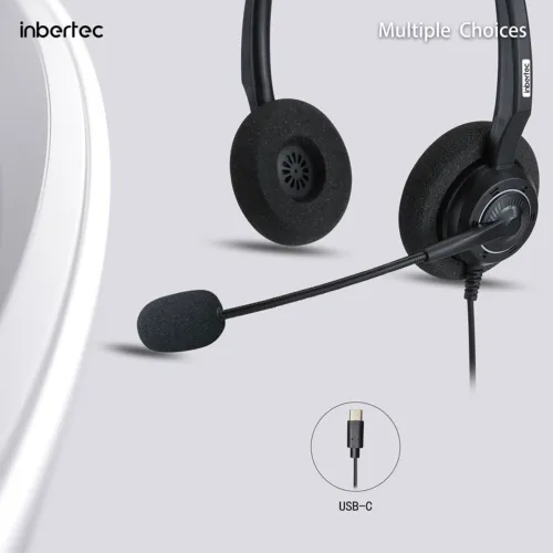 Inbertec UB200DT USB Wired Noise Cancelling Headphone — image 2 of 2