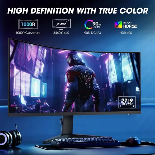 KOORUI 34E6UC 34" 165Hz WQHD Curved Gaming Monitor — image 3 of 3
