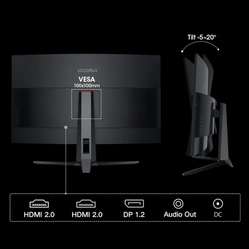 KOORUI G3221SC 31.5" 170Hz 2K QHD VA Curved Gaming Monitor — image 6 of 6