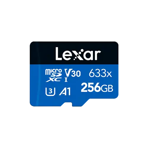 Lexar High-Performance 633x 256GB MicroSDXC UHS-I Memory Card with Adapter — image 2 of 3