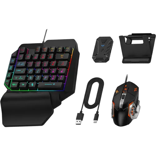 M1 Pro Plus 5 in 1 Keyboard Mouse Combo For Mobile Gaming