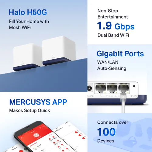 Mercusys Halo H50G AC1900 Dual Band Gigabit Mesh Router (2 Pack) — image 3 of 3