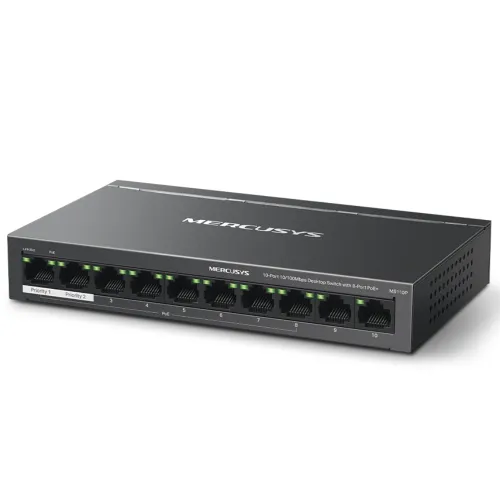 Mercusys MS110P 10-Port 10/100Mbps PoE Desktop Switch — image 2 of 3