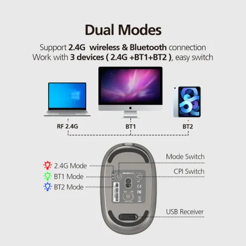 Micropack ML-202W Rechargeable Dual-Mode Wireless Silent Mouse — image 2 of 2