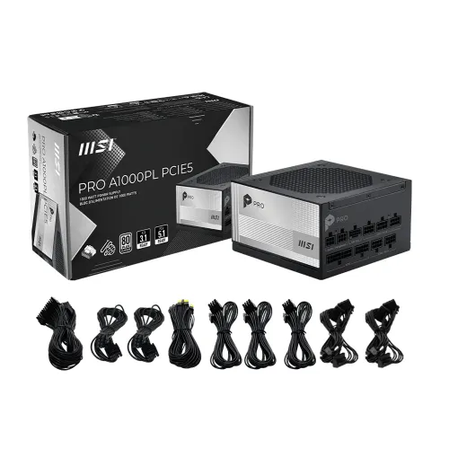 MSI PRO A1000PL PCIE5 1000W 80 Plus Platinum Fully Modular Power Supply — image 5 of 5