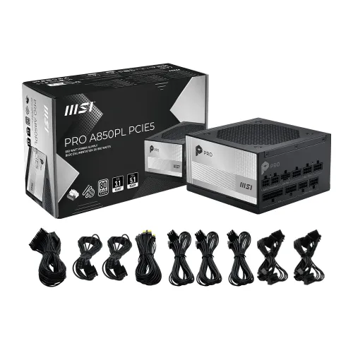 MSI PRO A850PL PCIE5 850W 80 Plus Platinum Fully Modular Power Supply — image 5 of 5
