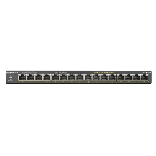 Netgear GS316P 16 Port Gigabit Ethernet Unmanaged PoE+ Switch with Flex PoE (115W) — image 2 of 4