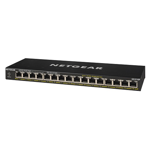 Netgear GS316P 16 Port Gigabit Ethernet Unmanaged PoE+ Switch with Flex PoE (115W) — image 4 of 4