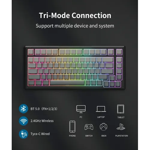 Onikuma G83 RGB Tri-Mode Wireless Mechanical Keyboard — image 2 of 6