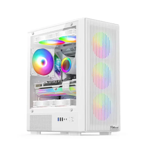 PC Power Air X Mesh WH mATX Mid Tower Gaming Casing