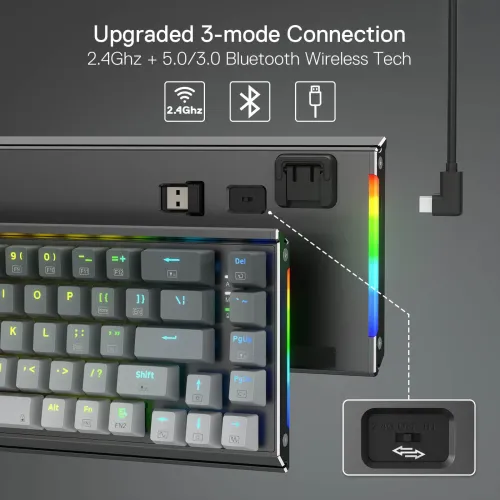 Redragon K641 Shaco Pro RGB Tri-Mode Wireless Mechanical Gaming Keyboard — image 5 of 5