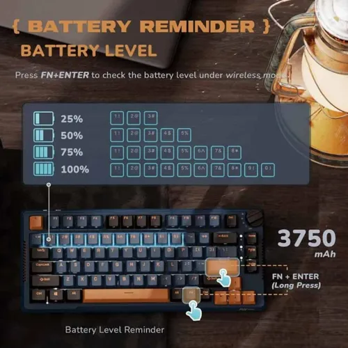 Royal Kludge RK H81 RGB Tri-Mode Hot-Swappable Cyan Switch Mechanical Keyboard — image 3 of 3